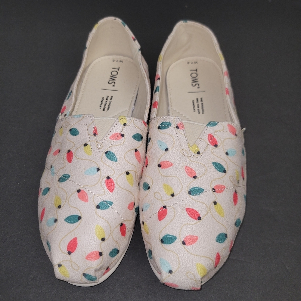 Tom's Slip-on Shoes, Christmas Lights, Size 7.5 (T1111)
